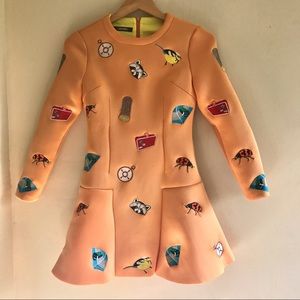 Orange Camping Print Skater Dress